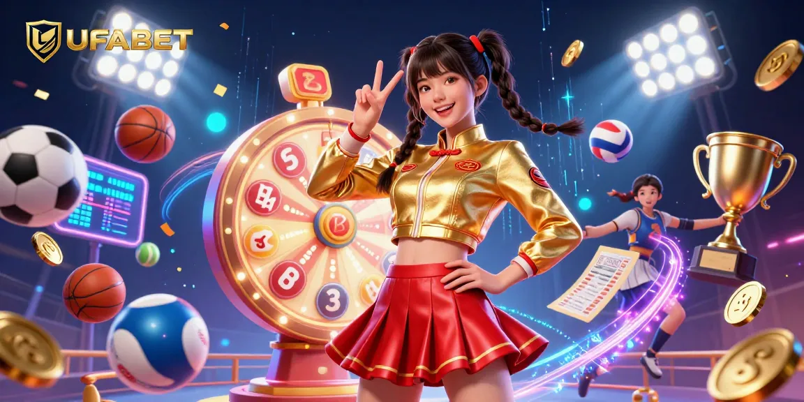 Experience thrilling gambling with UFABET's vibrant lottery scene featuring dynamic sports elements and festive details.