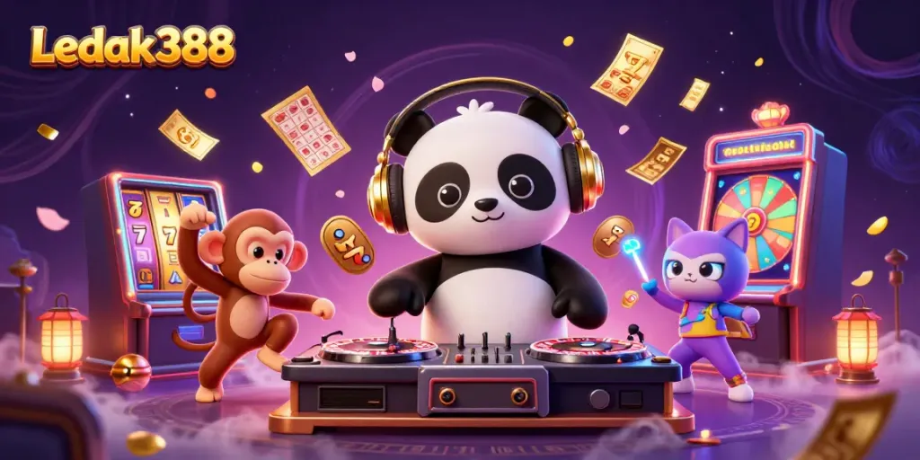 Engage in thrilling gaming action with Ledak388 as the DJ panda spins on roulette turntables!