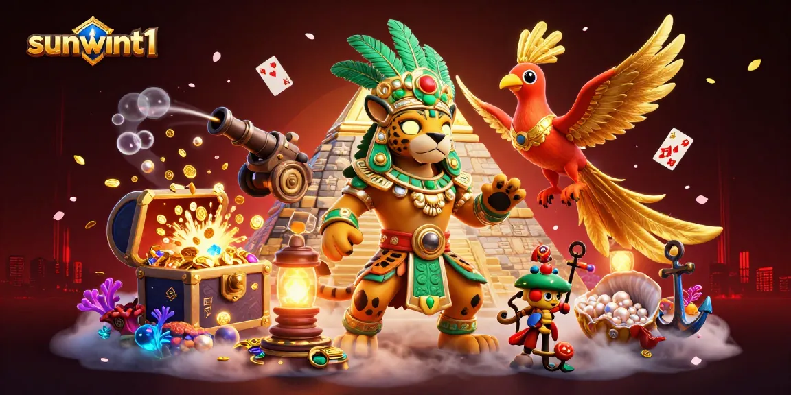 Experience thrilling games and win big with sunwint1 in vibrant 3D casino illustration featuring Mayan themes