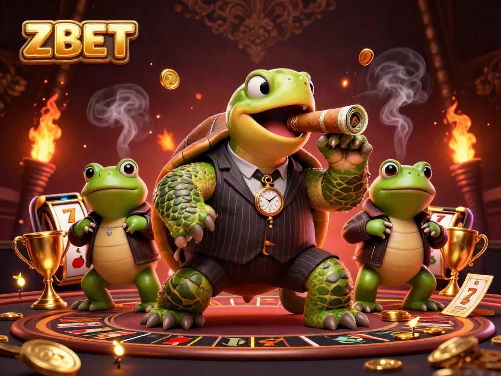 ZBET showcases an engaging and vibrant 3D scene with casino elements and characters, capturing excitement and energy.